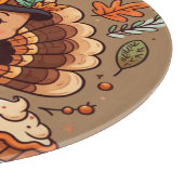 Niedlicher Cartoon Erntedank Truthahn und Kürbis Schneidebrett (Ecke)