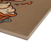 Niedlicher Cartoon Erntedank Truthahn und Kürbis Schneidebrett (Ecke)