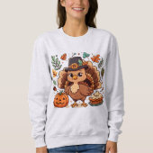 Niedlicher Cartoon Erntedank Truthahn und Kürbis Sweatshirt (Vorderseite)
