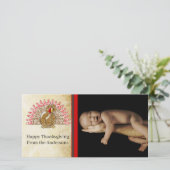 Niedlicher Cartoon Erntedank Türkei Fotokarte Feiertagskarte (Stehend Vorderseite)