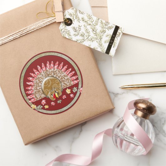 Niedlicher Cartoon Erntedank Türkei Runder Aufkleber (Schenken)