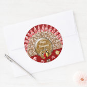 Niedlicher Cartoon Erntedank Türkei Runder Aufkleber (Umschlag)