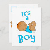 Niedlicher Cartoon Es ist ein Boy Text in Bright B Einladungspostkarte (Vorne/Hinten)