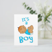 Niedlicher Cartoon Es ist ein Boy Text in Bright B Einladungspostkarte (Stehend Vorderseite)