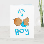 Niedlicher Cartoon Es ist ein Boy Text in Bright B Karte (Vorderseite)