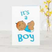 Niedlicher Cartoon Es ist ein Boy Text in Bright B Karte (Gelbe Blume)