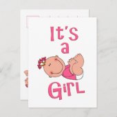 Niedlicher Cartoon Es ist ein "Girl Text in Bright Einladungspostkarte (Vorne/Hinten)