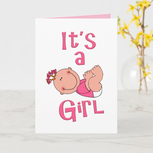 Niedlicher Cartoon Es ist ein "Girl Text in Bright Karte (Gelbe Blume)