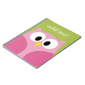 Niedlicher Cartoon - Eule - Rosa und Zitronengrün Notizblock (Linke Seite)