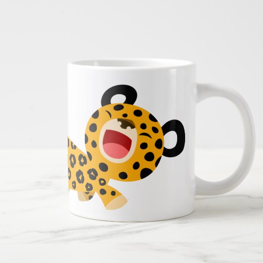 Niedlicher Cartoon Facetisch Leopard Jumbo Tasse (Rechts)