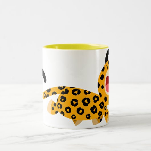 Niedlicher Cartoon Facetische Leopard-Tasse Zweifarbige Tasse (Mittel)