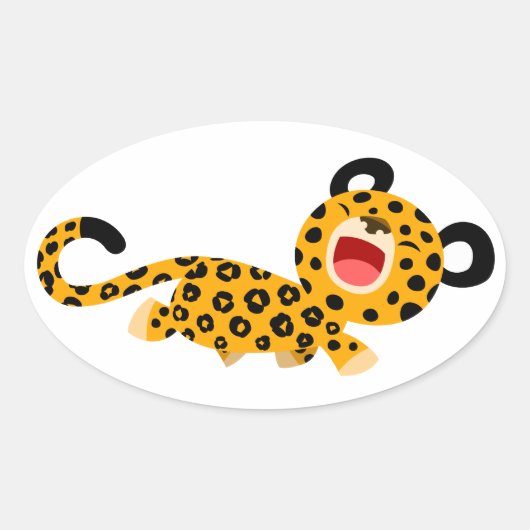 Niedlicher Cartoon Facetischer Leopard-Aufkleber Ovaler Aufkleber (Vorderseite)