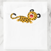 Niedlicher Cartoon Facetischer Leopard-Aufkleber Ovaler Aufkleber (Tasche)