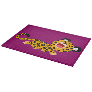 Niedlicher Cartoon Facetischer Leopard Cutting Boa Schneidebrett