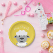 Niedlicher Cartoon Farm Sheep - gelb und grau Pappteller (Party)