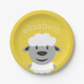 Niedlicher Cartoon Farm Sheep - gelb und grau Pappteller (Vorderseite)