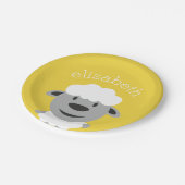 Niedlicher Cartoon Farm Sheep - gelb und grau Pappteller (Schrägansicht)