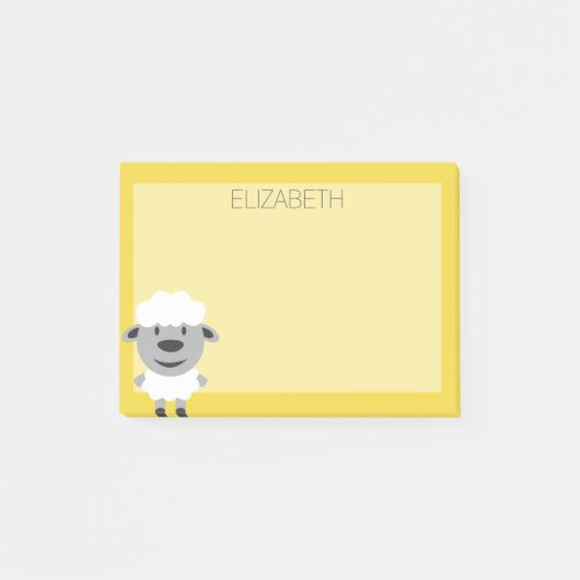 Niedlicher Cartoon Farm Sheep - gelb und grau Post-it Klebezettel (Vorderseite)