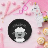 Niedlicher Cartoon Farm Sheep - schwarz und grau Pappteller (Party)