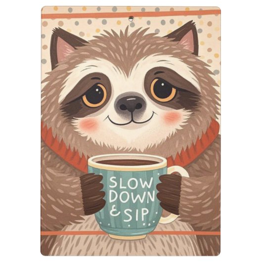 Niedlicher Cartoon-Faultier mit übertrieben schläf Klemmbrett (Rückseite)