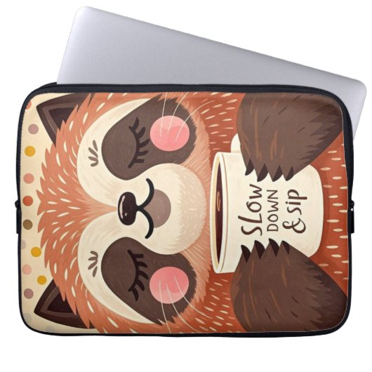 Niedlicher Cartoon-Faultier mit übertrieben schläf Laptopschutzhülle (Vorderseite)
