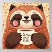 Niedlicher Cartoon-Faultier mit übertrieben schläf Poster (Vorne)