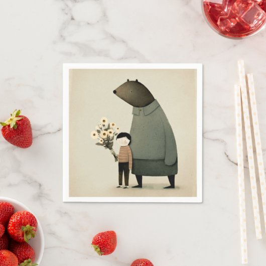 Niedlicher Cartoon Feenbär und Junge. Freunde zum  Serviette (Beispiel)