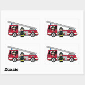 Niedlicher Cartoon Feuerwehrmann und Motor Rechteckiger Aufkleber (Blatt)