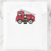 Niedlicher Cartoon Fireman Ovaler Aufkleber (Tasche)