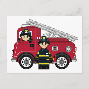 Niedlicher Cartoon Fireman Postkarte