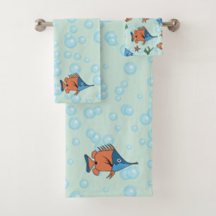 Niedlicher Cartoon Fisch Badhandtuch Set