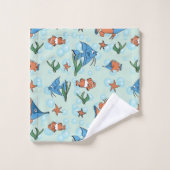 Niedlicher Cartoon Fisch Badhandtuch Set (Waschlappen)