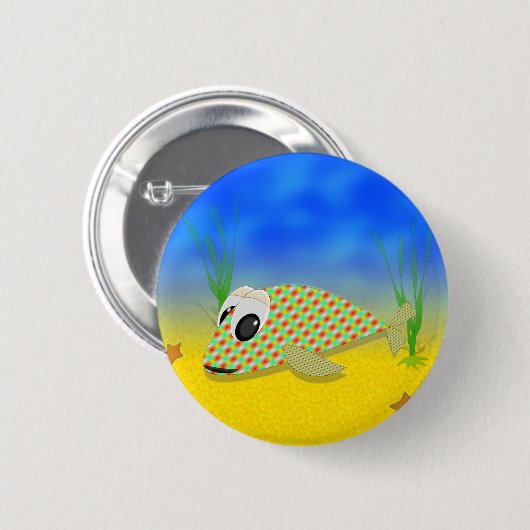 Niedlicher Cartoon Fisch Button (Vorne & Hinten)