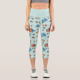 Niedlicher Cartoon Fisch Capri Leggings
