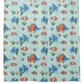 Niedlicher Cartoon Fisch Duschvorhang (Vorderseite)