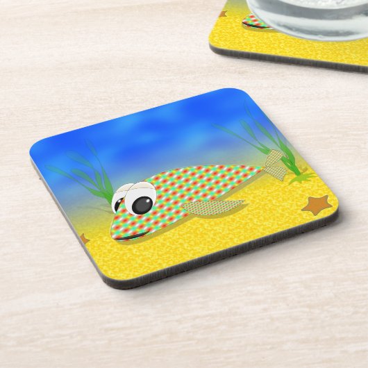 Niedlicher Cartoon Fisch Getränkeuntersetzer (Linke Seite)
