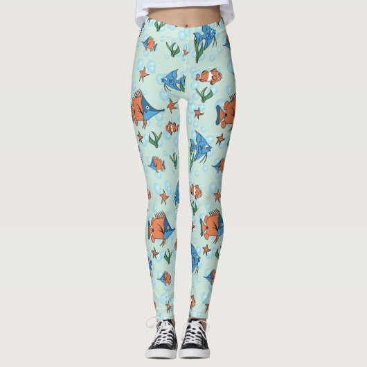 Niedlicher Cartoon Fisch Leggings (Vorderseite)