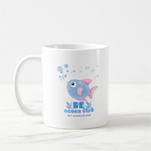 Niedlicher Cartoon Fisch mit rosa Flossen und Bubb Kaffeetasse