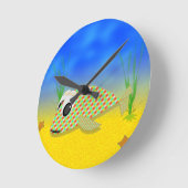 Niedlicher Cartoon Fisch Runde Wanduhr (Winkel)