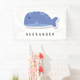 Niedlicher Cartoon Flachaufkleber Whale Personalis Banner