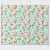 Niedlicher Cartoon Flamingo Muster Geschenkpapier (Flach)