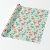Niedlicher Cartoon Flamingo Muster Geschenkpapier (Ungerollt)