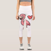 Niedlicher Cartoon Flamingo Sticker mit Herz Capri Leggings (Vorderseite)