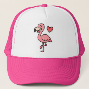 Niedlicher Cartoon Flamingo Sticker mit Herz Truckerkappe
