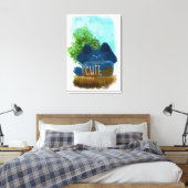 Niedlicher Cartoon Fluffy Blue Cat Lustration Leinwanddruck (Insitu (Schlafzimmer))