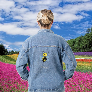 Niedlicher Cartoon "Flying Happy Bumblebee" Jeansjacke