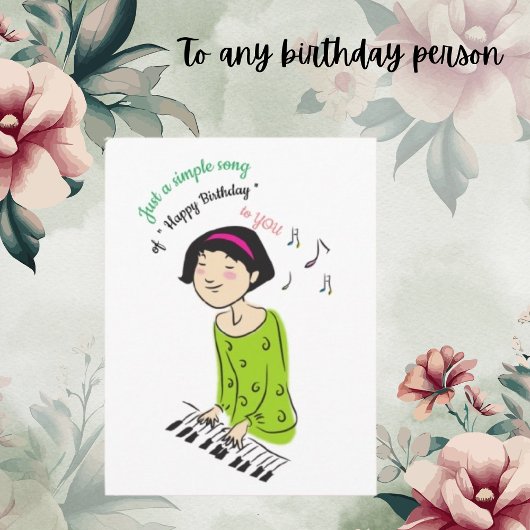 Niedlicher Cartoon Foto Girl Singing Geburtstag So Postkarte
