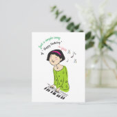 Niedlicher Cartoon Foto Girl Singing Geburtstag So Postkarte (Stehend Vorderseite)