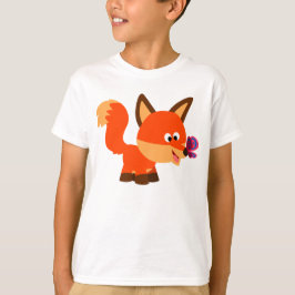 Niedlicher Cartoon Fox and Butterfly Children T -  T-Shirt