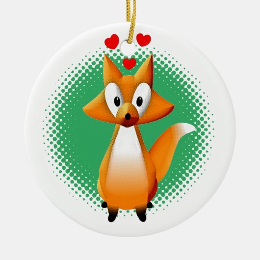 Niedlicher Cartoon Fox Animal Keramik Ornament (Vorne)